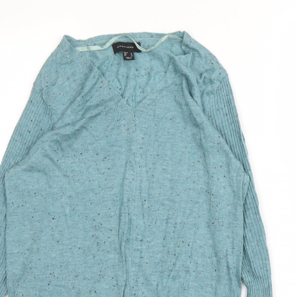 Primark Womens Green V-Neck  Polyester Pullover Jumper Size 8