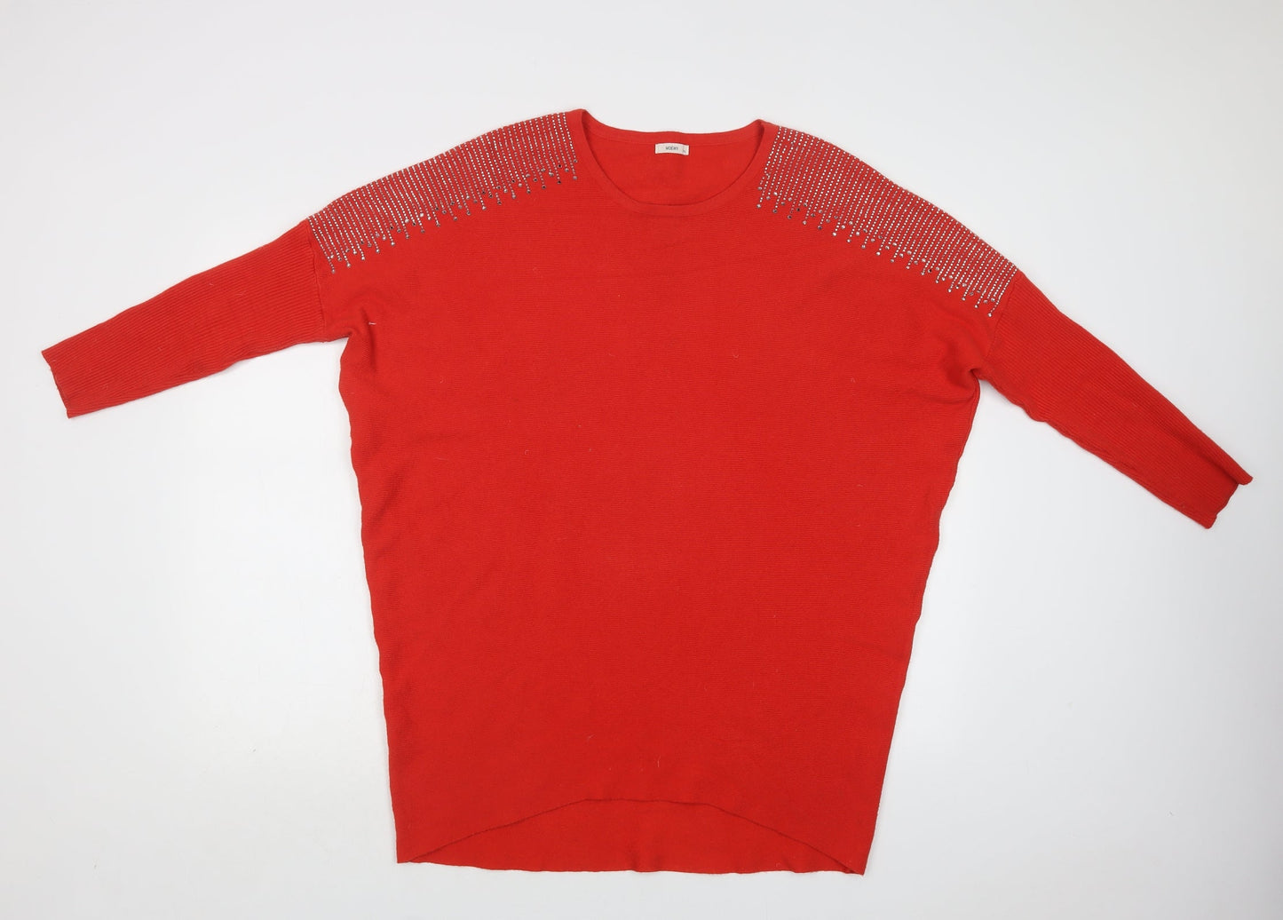 TU Womens Red Crew Neck  Viscose Tunic Jumper Size L