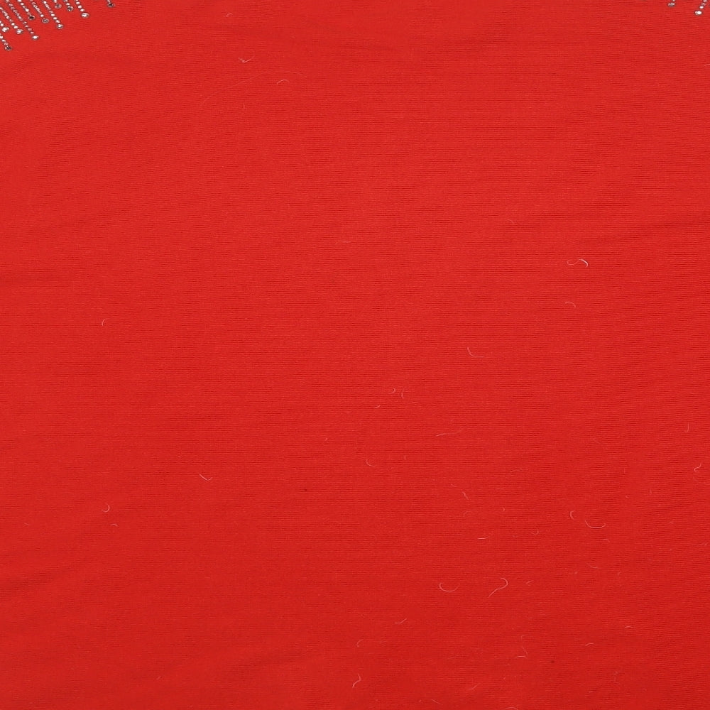 TU Womens Red Crew Neck  Viscose Tunic Jumper Size L