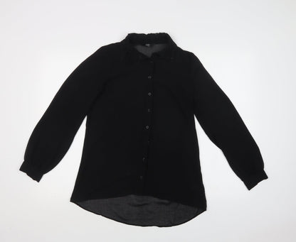 F&F Womens Black  Polyester Basic Button-Up Size 6 Collared