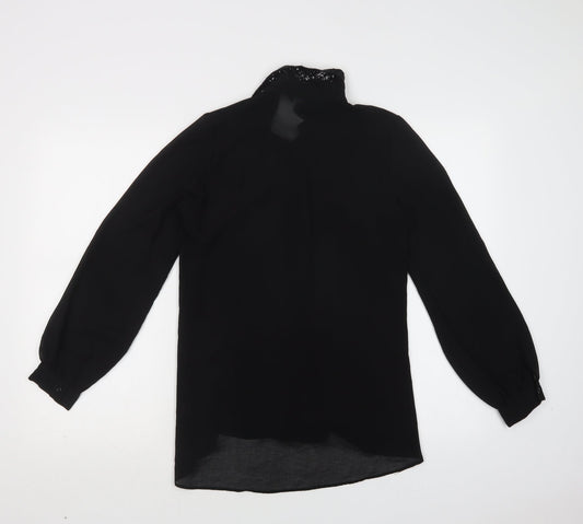 F&F Womens Black  Polyester Basic Button-Up Size 6 Collared