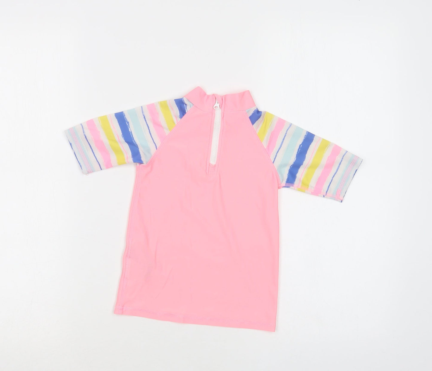 Lupilu Girls Pink Striped Polyester Basic T-Shirt Size 2-3 Years Mock Neck Zip - Happy Day