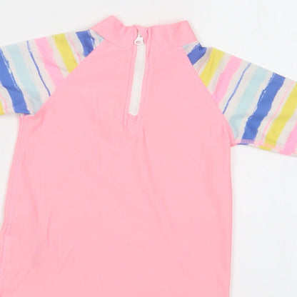 Lupilu Girls Pink Striped Polyester Basic T-Shirt Size 2-3 Years Mock Neck Zip - Happy Day