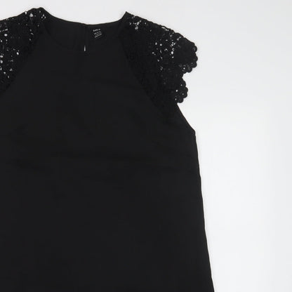 SheIn Womens Black  Polyester A-Line  Size L  Round Neck Button