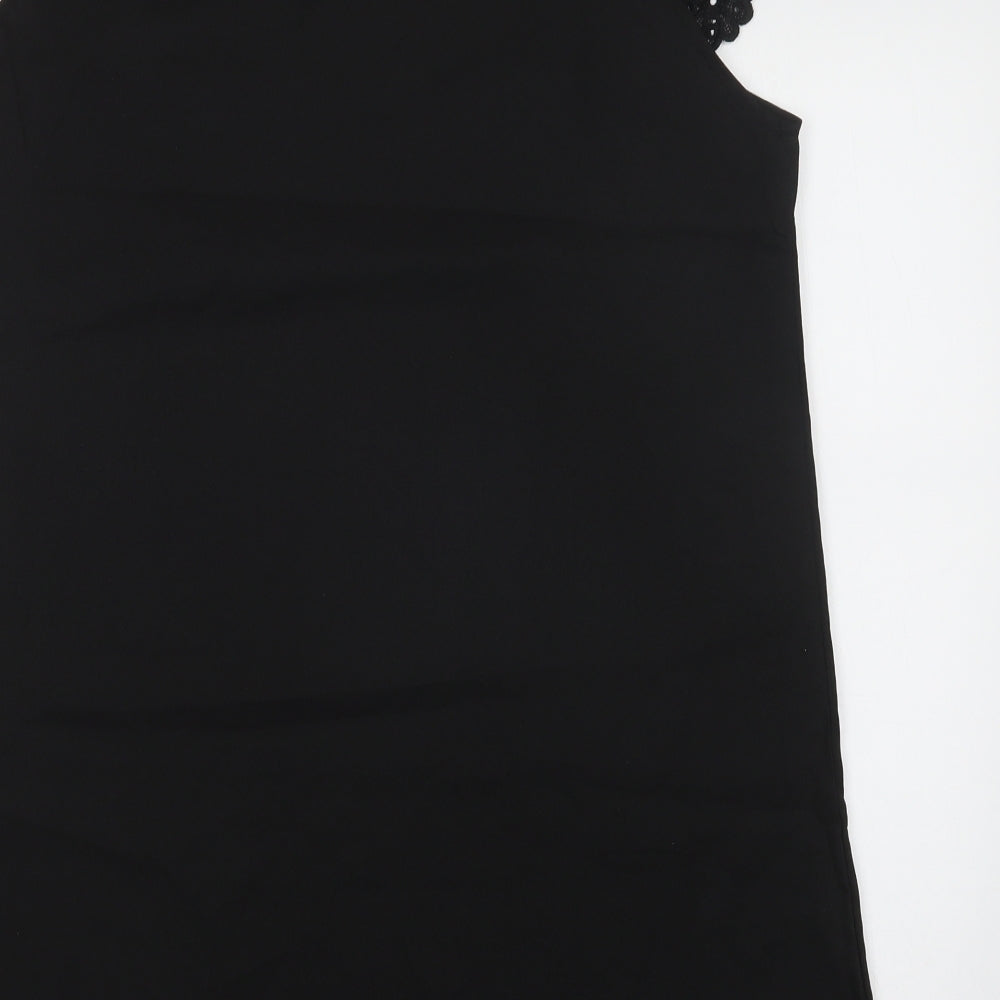 SheIn Womens Black  Polyester A-Line  Size L  Round Neck Button