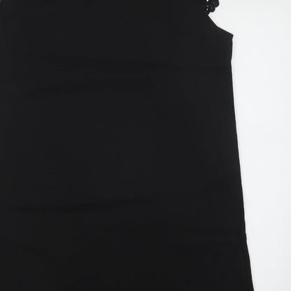 SheIn Womens Black  Polyester A-Line  Size L  Round Neck Button