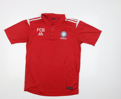 Pendle  Mens Red  Polyester  Polo Size L Collared Button - FC Bluestar