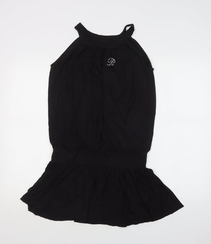Bambolita Womens Black  Viscose Tunic Blouse Size L Round Neck