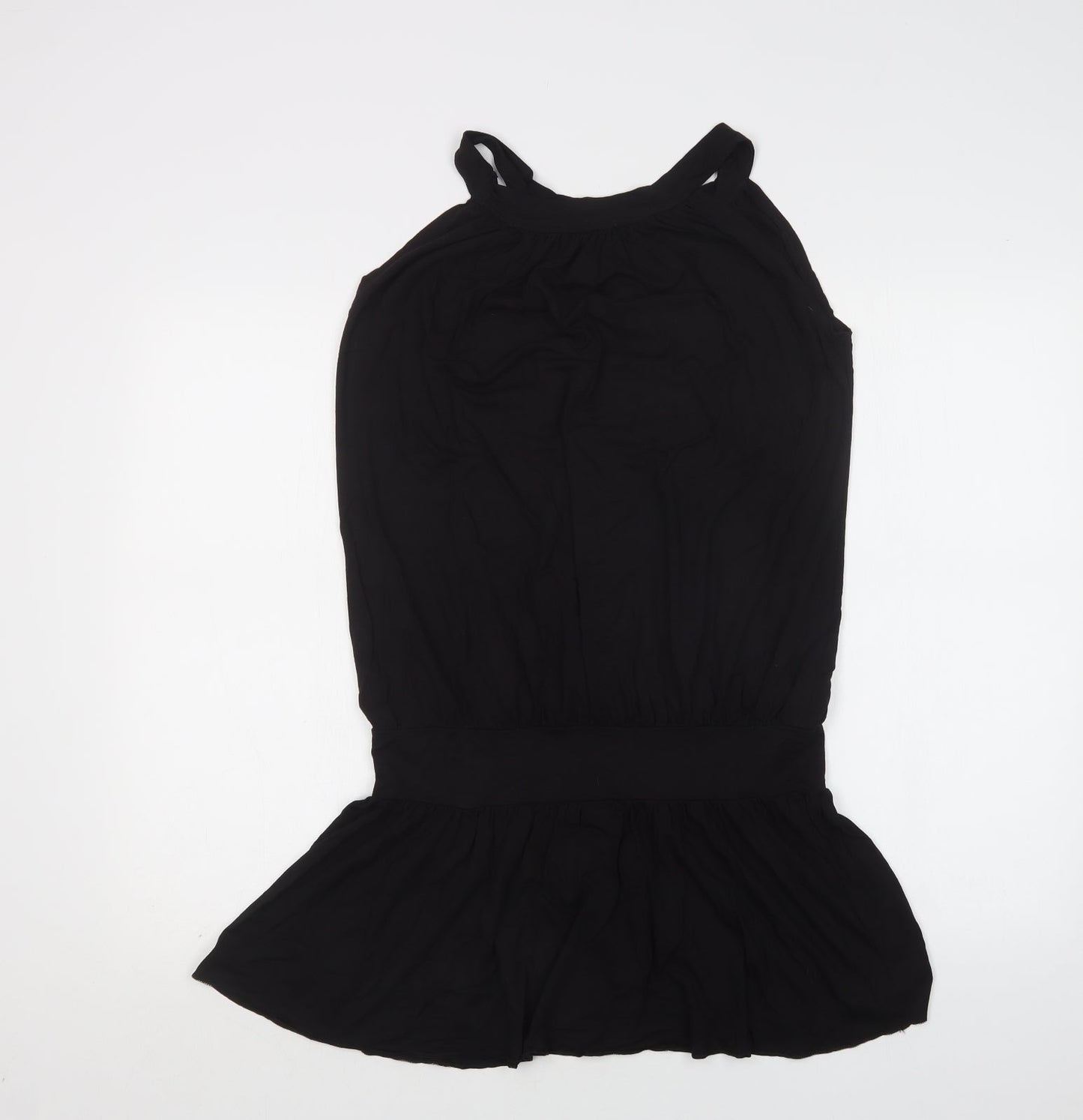 Bambolita Womens Black  Viscose Tunic Blouse Size L Round Neck