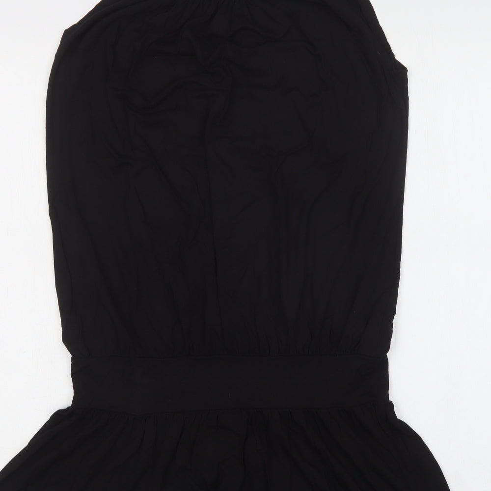 Bambolita Womens Black  Viscose Tunic Blouse Size L Round Neck