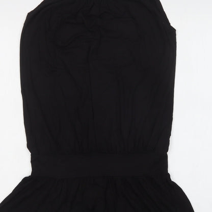 Bambolita Womens Black  Viscose Tunic Blouse Size L Round Neck