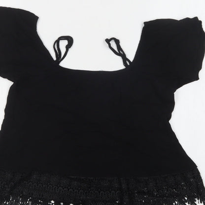 Select Womens Black  Polyester Basic Blouse Size 12 Square Neck - Lace Detail