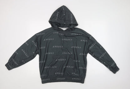 City of Angels Womens Grey Geometric Polyester Pullover Hoodie Size S