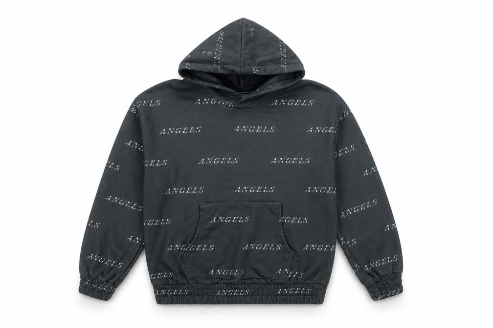 Front view of City of Angels women’s grey geometric polyester pullover hoodie, size S