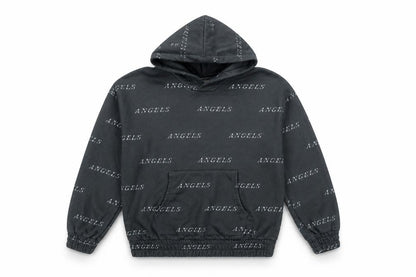 Front view of City of Angels women’s grey geometric polyester pullover hoodie, size S