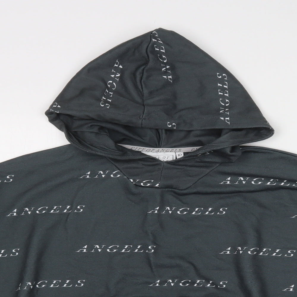 City of Angels Womens Grey Geometric Polyester Pullover Hoodie Size S