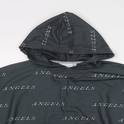 City of Angels Womens Grey Geometric Polyester Pullover Hoodie Size S