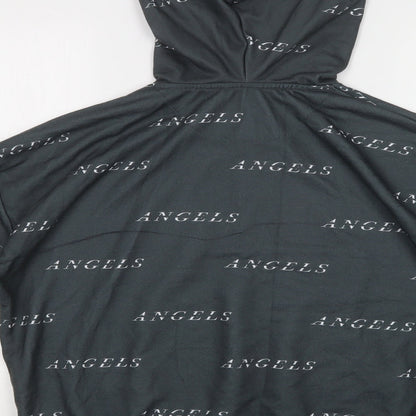 City of Angels Womens Grey Geometric Polyester Pullover Hoodie Size S