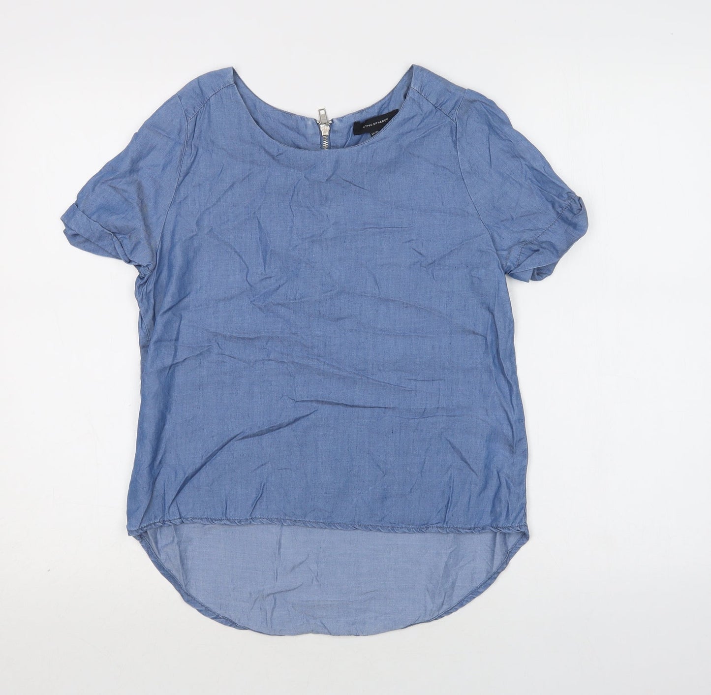 Primark Womens Blue  Lyocell Basic Blouse Size 8 Round Neck