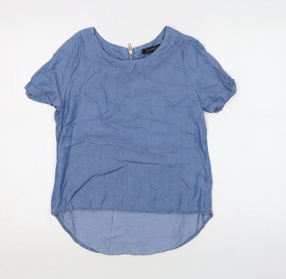 Primark Womens Blue  Lyocell Basic Blouse Size 8 Round Neck