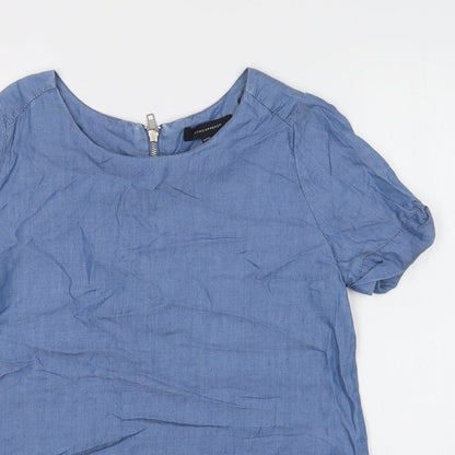 Primark Womens Blue  Lyocell Basic Blouse Size 8 Round Neck