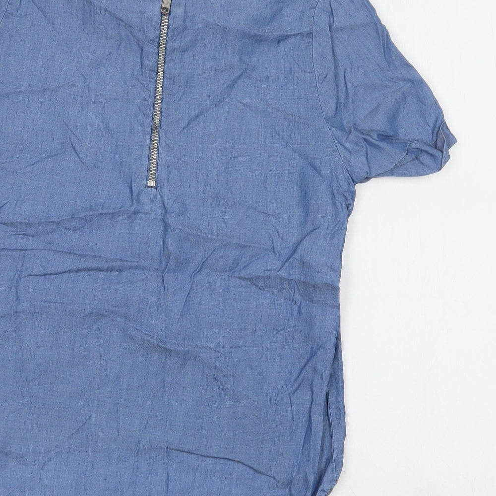 Primark Womens Blue  Lyocell Basic Blouse Size 8 Round Neck