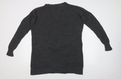 Boohoo Womens Grey V-Neck  Acrylic Cardigan Jumper Size L