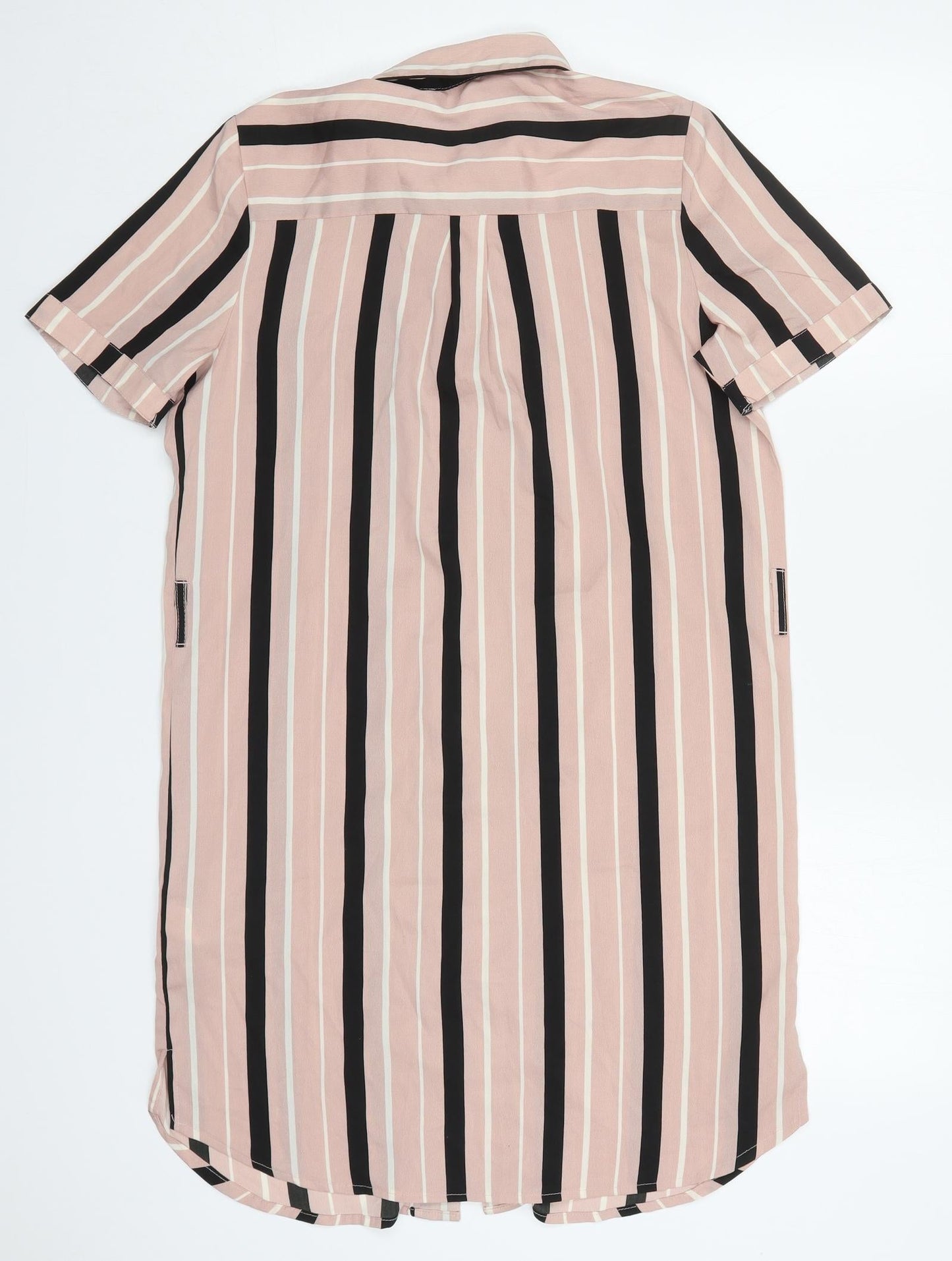 Atmosphere Womens Pink Striped Polyester Basic Button-Up Size 12 Collared