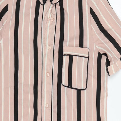 Atmosphere Womens Pink Striped Polyester Basic Button-Up Size 12 Collared