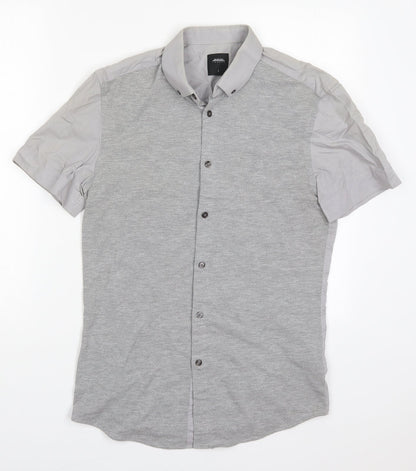 Mens UK Size S Burton Grey  Button-Up Short Sleeve Casual Shirt