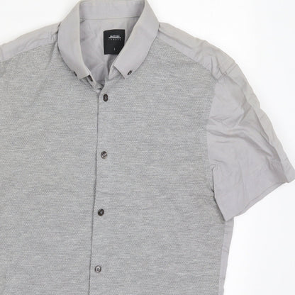 Mens UK Size S Burton Grey  Button-Up Short Sleeve Casual Shirt