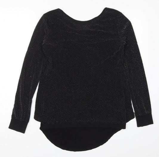 Prague Womens Black  Polyester Basic T-Shirt Size M Round Neck