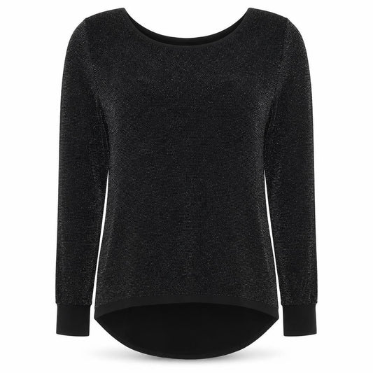 Front view of Prague women’s black polyester basic t-shirt, size M, round neck