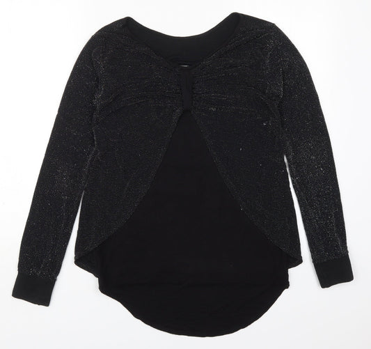 Prague Womens Black  Polyester Basic T-Shirt Size M Round Neck