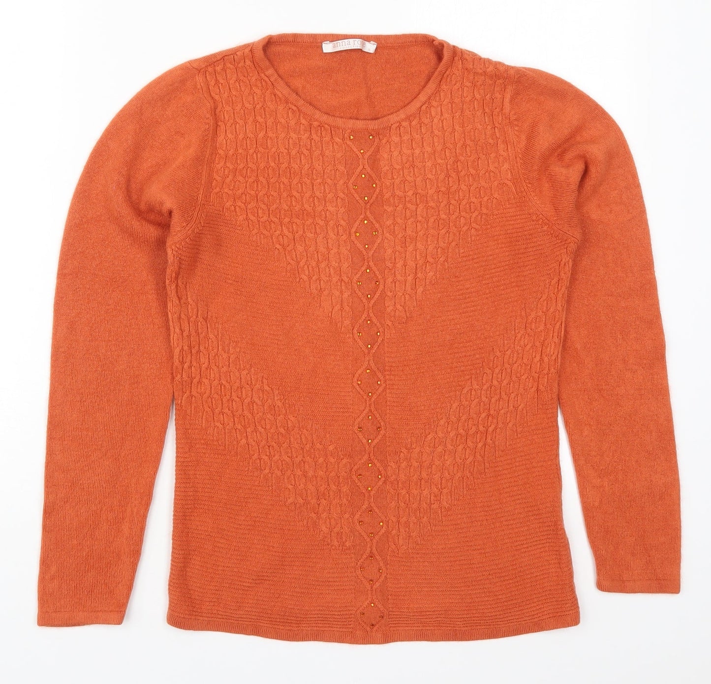 Womens UK Size S Anna Rose Orange Pullover Jumper