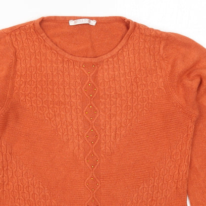 Womens UK Size S Anna Rose Orange Pullover Jumper