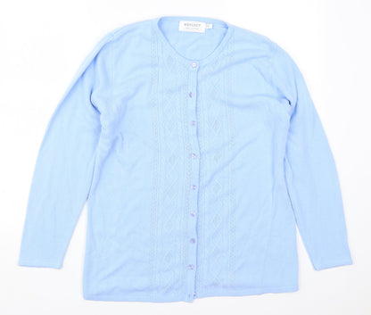 Womens UK Size M Reflect Blue Cardigan Jumper