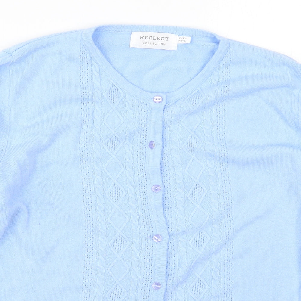 Womens UK Size M Reflect Blue Cardigan Jumper