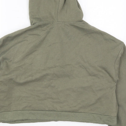 Brand and care label for Primark women’s green polyester pullover hoodie, size UK 6, pullover