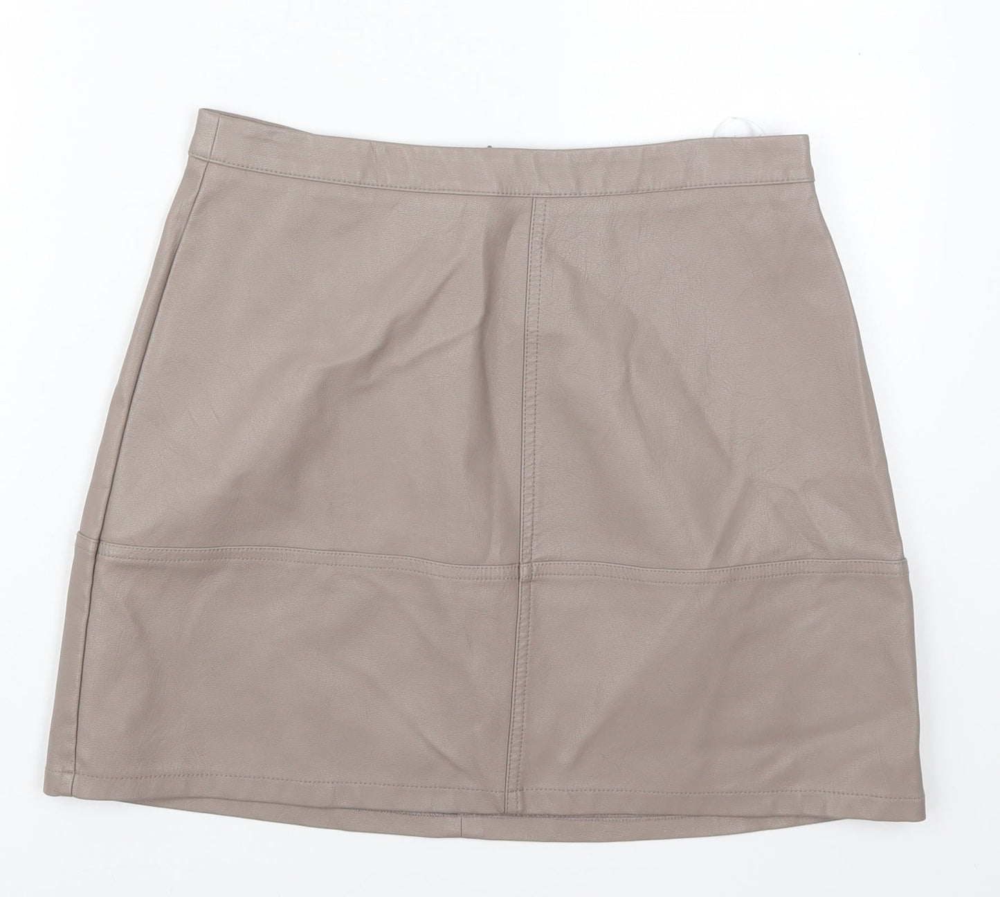 New Look Womens Brown  Polyurethane A-Line Skirt Size 12   Zip