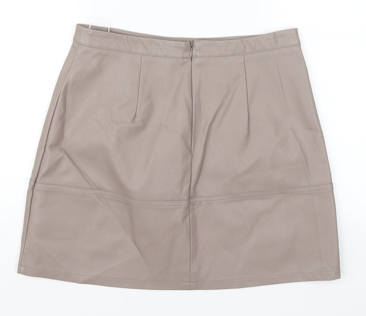 New Look Womens Brown  Polyurethane A-Line Skirt Size 12   Zip