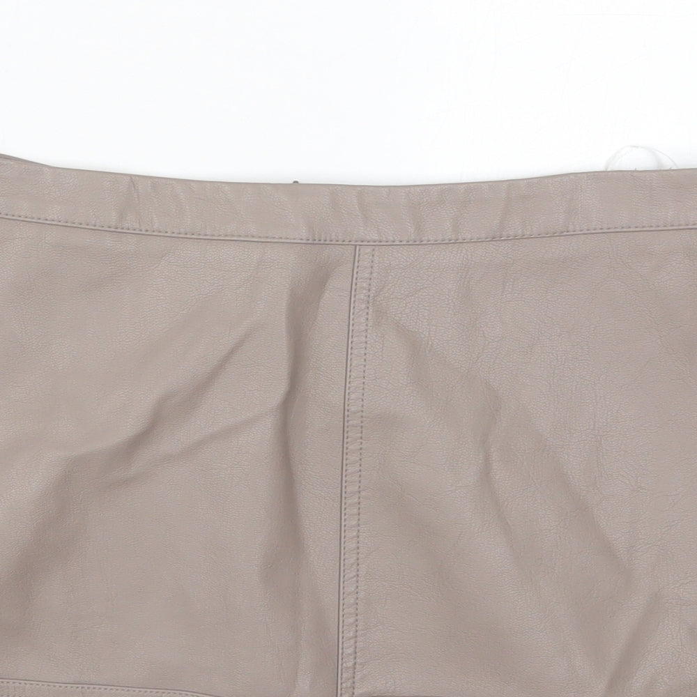 New Look Womens Brown  Polyurethane A-Line Skirt Size 12   Zip