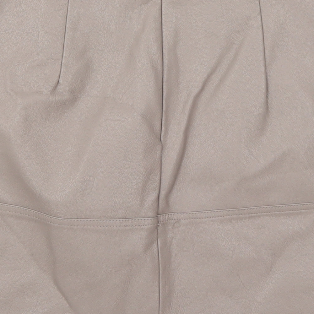 New Look Womens Brown  Polyurethane A-Line Skirt Size 12   Zip