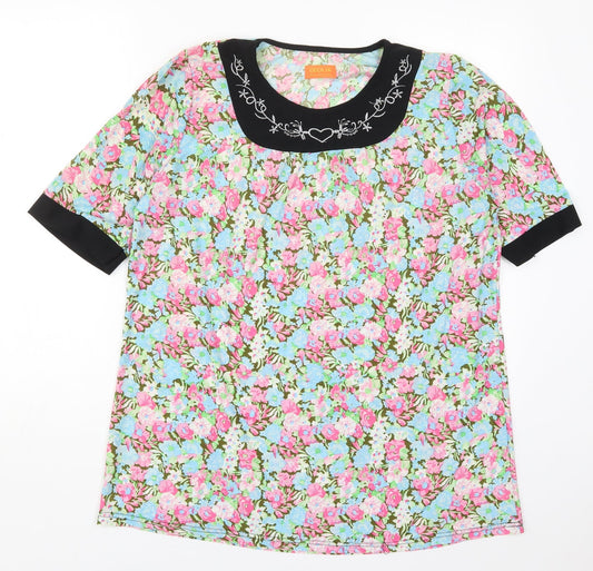 Womens UK Size M Cecilia Multicoloured Basic T-Shirt