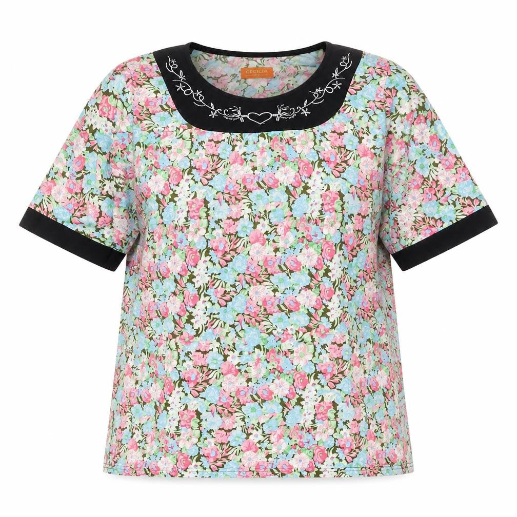 Womens UK Size M Cecilia Multicoloured Basic T-Shirt