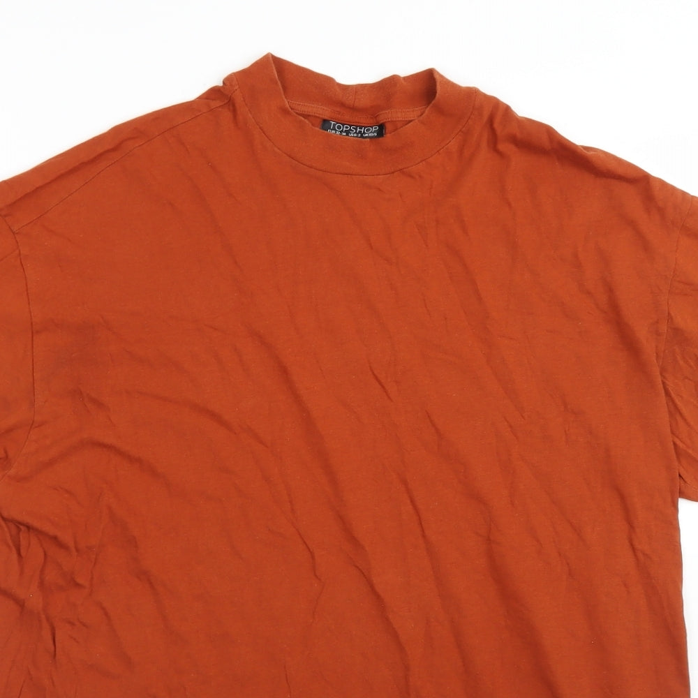Womens UK Size XS Topshop Brown Basic T-Shirt