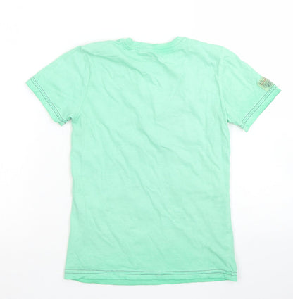 Hay Kids Club Boys Green  Cotton Basic T-Shirt Size 8-9 Years Crew Neck