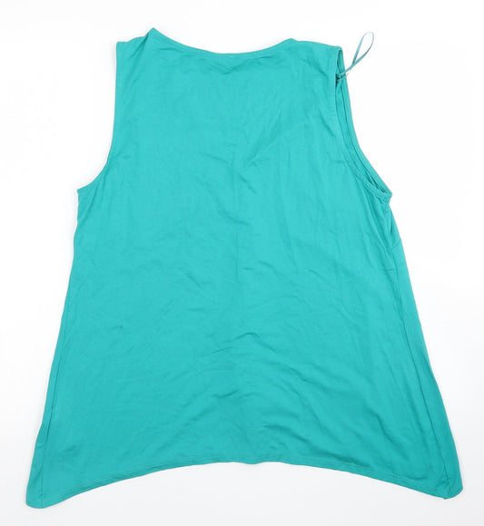 Bonmarché Womens Blue  Viscose Basic Tank Size 14 V-Neck