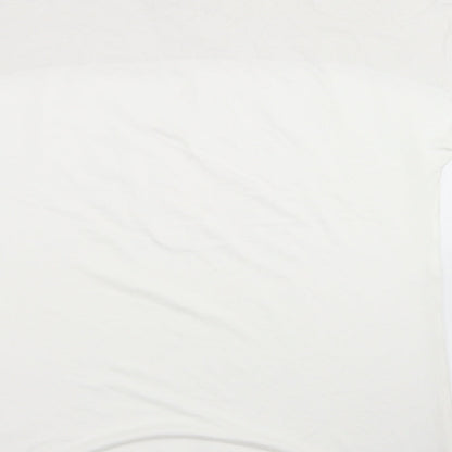 Nutmeg Womens Beige Colourblock Viscose Basic Blouse Size 16 Round Neck