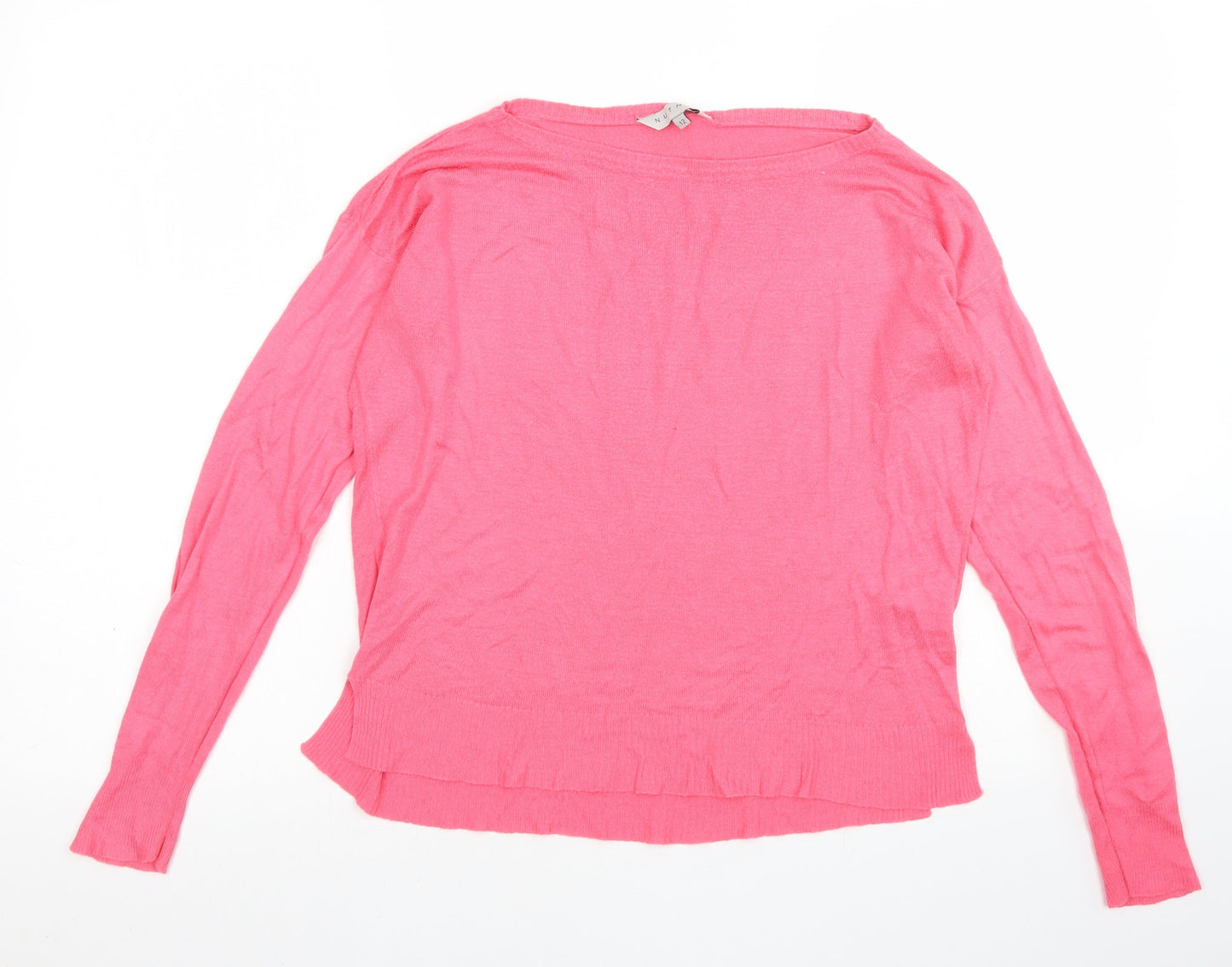 Nutmeg Womens Pink Boat Neck  Acrylic Pullover Jumper Size 12